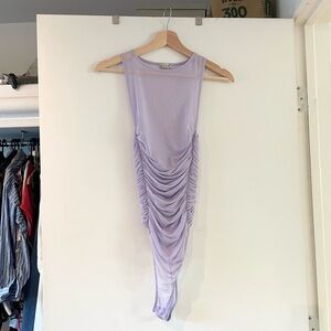Intimately by Free People Lilac or Lavender Ruched Mesh Bodysuit XS